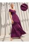 Off Shoulder Neck Pleated Detail A-Line Maxi Dress