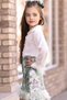 Girls' Set with Speckled Sequin Detail on Sleeves and Hem in Aqua Green - 3