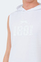 Vasilisa Men's White T-Shirt with Kangaroo Pocket Without Sleeves - 4