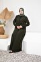 Medina Silk Khaki Patterned Ferace - 4