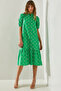 Women's Green Daisy Patterned Skirt Ruffle Detailed Buttoned 3370 Dress 60251404