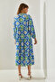 Women's Blue Ethnic Patterned Sleeve Elasticized Button Detailed 3754 Dress 60251402 - 2