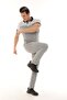 Men's Gray Melange Polo Collar T-shirt Set - 2