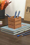 3Line Kiraz 4 Piece Office Set - Pen Holder - Business Card Holder - Cube Note Paper Box |   Cherry