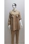 / Cc Ayrobin Linen Fabric Chest Pocket Buttoned Shirt Collar Bottom Top Tunic Set