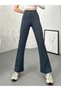 Women's Anthracite Crepe Fabric Lycra Front Grassy Palazzo Trousers - 4