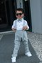 Gray Boy Baby Shirt Pants Salopet Set