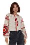 Women's Green Geometric Ethnic Embroidery Embroidered Cotton Vintage Blouse - 2