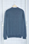 Blue Slim Cotton Half Turtleneck Plain Knit Sweater Tmnaw25Kz00001 - 8