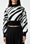 Black Zebra Print Crop Knitwear Sweater Twoaw21Kz0010 - 3