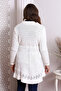 Cm88002 Knitwear Buttoned Front Cord Laced Long Cardigan Ecru - 4
