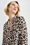 Relax Fit Leopard Print Long Sleeve Viscose Shirt W4515Az22Au - 5