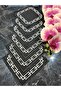 Chain embroidery detailed coffee side, cocktail and presentation napkin 6 pieces - 7