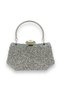 Silver Gray Lame Color Jewelled Pearl Metal Handle Evening Dress Bag Evening Bag Engagement Wedding Bridal Bag