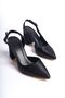 Olsen Women's Pointed Toe Open Back Banded Thick Heeled Stiletto Daily Evening Dress Shoes