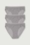 Women's Gray 3 Pack Bikini Panties ELF568T0635CCM3