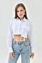 100% Cotton Single Pocket Long Sleeve Crop Shirt - 4