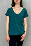 Women's Front-Back and Collar Batwing Short Sleeve T-Shirt Petrol - 4