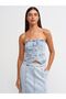 50703 Short Denim Vest with Float Front Blue