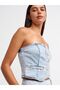50703 Short Denim Vest with Float Front Blue - 3