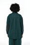 Women's Embroidered Sleeves, One-Sided Ruffled Petrol Color Shirt - 5