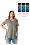 Women's Khaki V-Neck Slit T-shirt