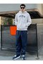 Paris Club Francais Sweatshirt - Gray Printed Oversize Thick Hoodie - 5