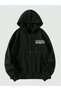 Skull Design Sweatshirt Zippered Cardigan - Black Printed Oversize Pocket Winter Hoodie - 2