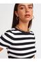 10398 Striped Short Sleeve Crop Sweater-black-ecru - 4