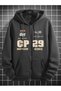 Cp 29 Motion King Sweatshirt Zippered Cardigan - Black Printed Oversize Pocket Winter Hoodie