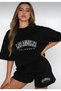 Los Angeles Cali T-shirt and Shorts - Black Shorts T-shirt Bottom Top Tracksuit Set Oversize Crew Neck