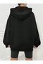 New York U.S.A Text Sweatshirt Zippered Cardigan - Black Printed Oversize Pocket Winter Hoodie - 2