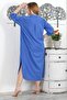 Italian Blue Shirt Collar Long Sleeve Buttoned Sequin Pocket Slit Woven Casual Dress - 6