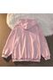 Star Pattern - Pink Zippered Hooded Thick Fabric - 2