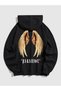 Paradise Wings Winter Sweatshirt - Black Printed Oversize Thick Hooded Hoodie