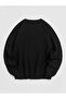 Japan Wave Winter Sweatshirt - Black Printed Oversize Thick Crew Neck - 2