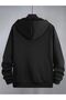 Skeleton Bear Sweatshirt Zippered Cardigan - Black Printed Oversized Winter Hoodie with Pockets - 2