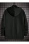 Boston Design Sweatshirt Zippered Cardigan - Black Printed Oversize Pocket Winter Hoodie - 2