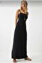 WOMEN'S Black Fitted/Fitted Sling-Length Adjustable Maxi Flexible Knitted BLACK SANDY Dress - 3