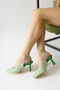 Ernesa Green Geometric Patterned Heeled Women's Shoes - 3