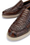 Men's Genuine Leather Tan Snake Loafer Shoes - 4