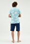Men's Mint Green Polo Collar Shorts Set - 4