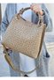 Braided Sand Colored Women's Hand and Shoulder Bag - 5