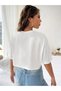 Women's White Los Angelos Beach Printed Oversized Crop Top - 2