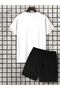 Triangle Ufo Logo T-Shirt Shorts - White with Black Shorts t Shirt Bottom Top Team Printed Crew Neck - 2