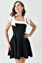 Crepe Fabric Strapless Neckline Thick Strap Tie-Up Flared Cut Black Evening Dress 245 - 6