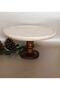 Natural Marble Pastry Cake Stand with Wooden Legs