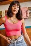 Women's Neon Fuchsia Sling Skirt Detailed Knitwear Blouse BLZ-19001363 - 5