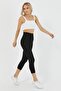Women's Black High Waist Capri Leggings - 3