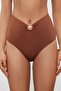 Kahverengi Aksesuarlı Regular Yüksek Bel Bikini Altı TBESS24BA00127 - 3
